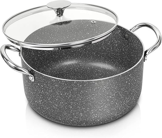MICHELANGELO 5 Quart Stock Pot with Lid, Nonstick Soup Pot with Lid, Induction Pot for Cooking, 5 Qt Pot with Lid, Non Stick Pot for Kitchen, Stockpot with Stainless Steel Handle, Oven Safe