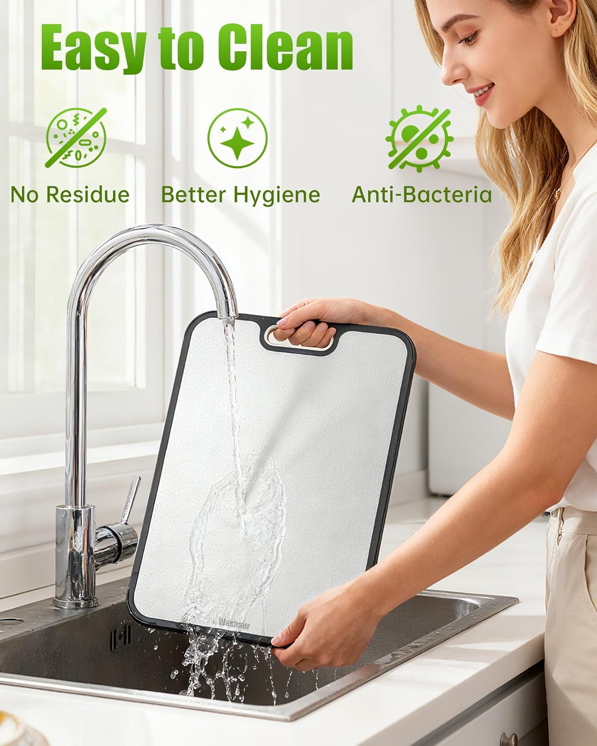 Stainless Steel Cutting Board, Double Sided 304 Steel & Food-Grade PP, Large Chopping Board Food Grade for Meat and Fruit, Non-Slip, Gifts for Housewarming 16”×11”