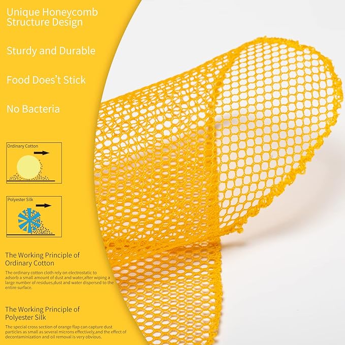12Pcs Dish Wash Net,Innovative Mesh Cloth,Ultra Non-Scratch Dish Rags for Washing Dishes,100% No Odor/Quick Dry,Perfect Scrubber,Dish Sponges for Washing Dishes Yellow/Pink/Gray