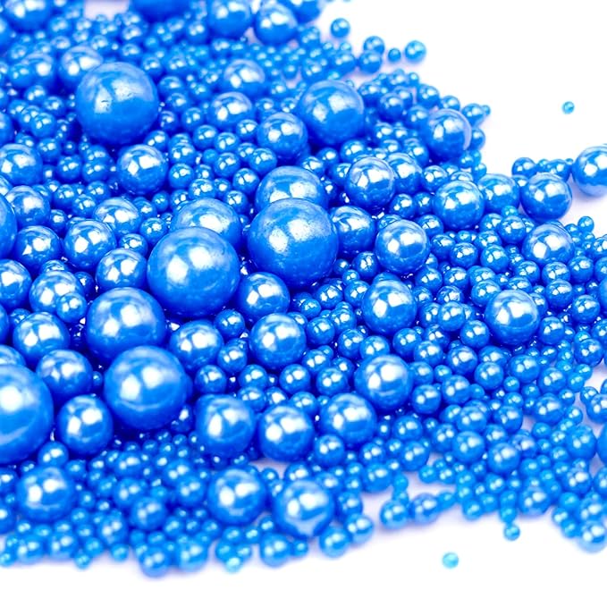 Edible Navy Blue Pearl Sugar Sprinkles, 130g/4.58oz, Blue Pearls Sprinkles for Cake Decorating, Cupcake Toppers, Cake Decorations