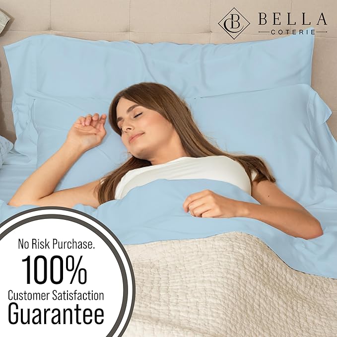 Bella Coterie Luxury Bamboo Viscose Twin XL Size Sheet Set | 100% Organically Grown | Ultra Soft | Cooling for Hot Sleepers | 18" Deep Pocket [Coastal Blue]