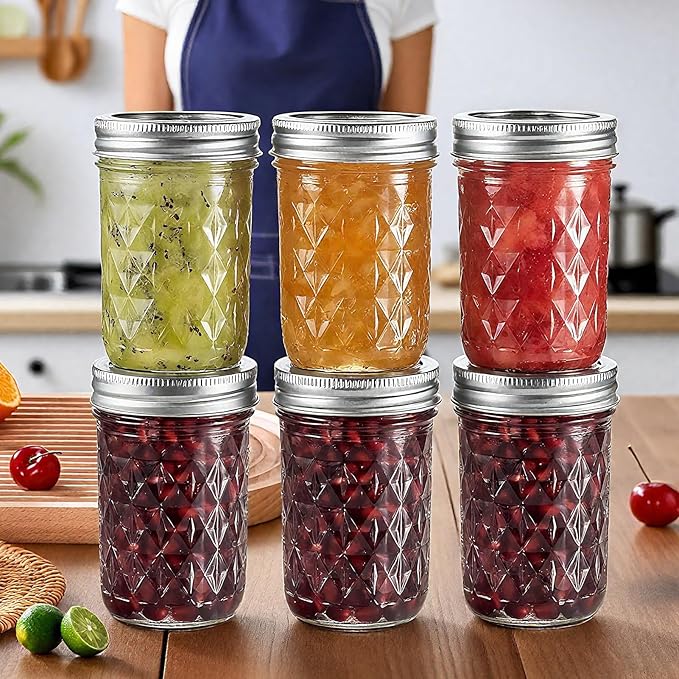 22oz/650ml Mason Jars with Airtight Lids Glass Canning Jars with Regular Lids Spice Jars Honey Jars for Yogurt,Jam,Spice,Overnight Oats Canning, Preserving,Decorations,Jelly,Dessert,6 Pack (22oz)