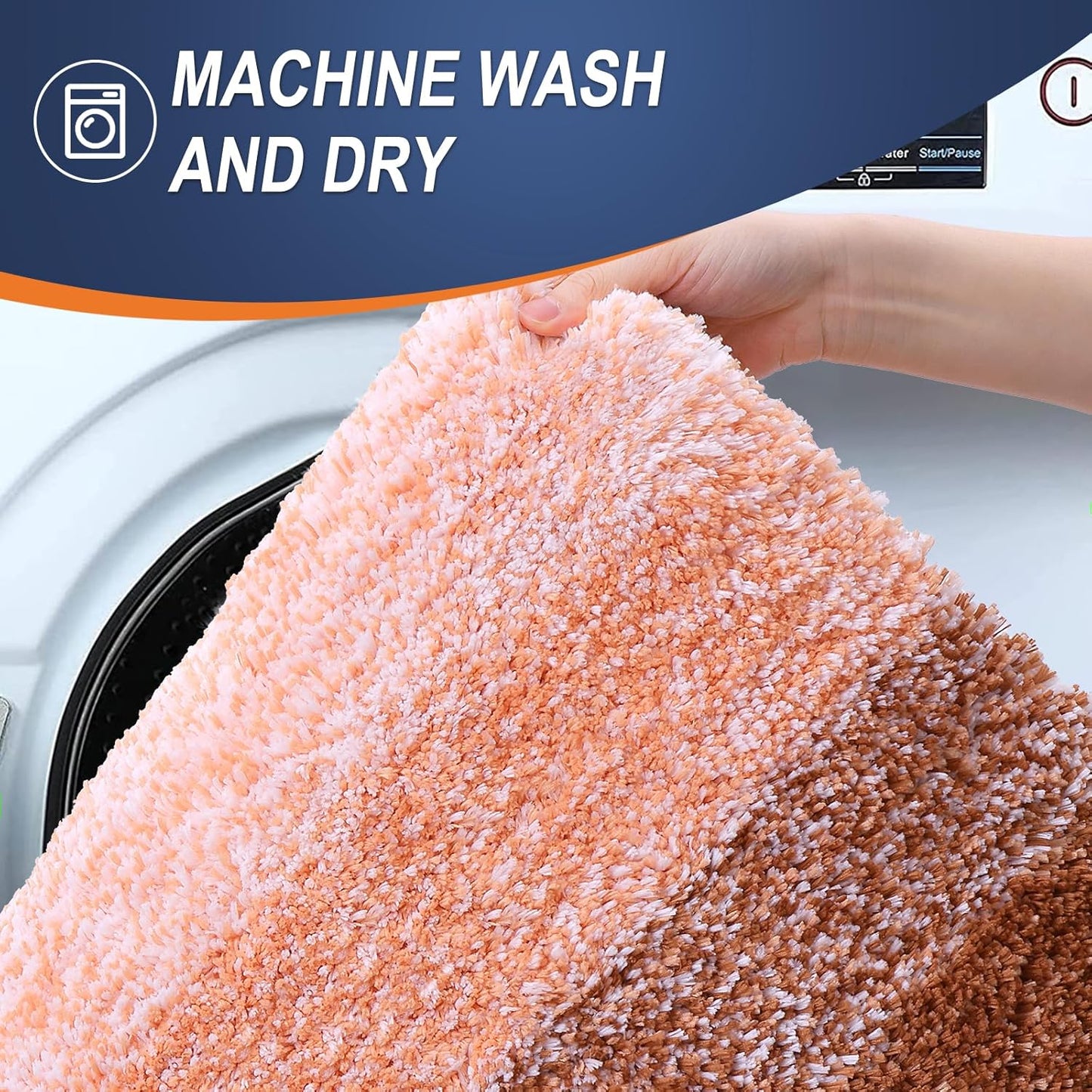 OLANLY Bathroom Rugs Mat 36x24, Extra Soft Absorbent Microfiber Bath Rugs, Rubber Backing, Quick Dry, Machine Washable Bath Mats for Bathroom Floor, Tub and Shower, Home Decor Accessories, Orange