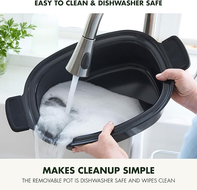 GreenPan Elite 8-in-1 Programmable 6QT Electric Slow Cooker, Dishwasher Safe Lid & Removable Crock, PFAS-Free Healthy Ceramic Nonstick Multi-Cooker, Sear, Sauté, Brown, Steam Basket, Roast, White