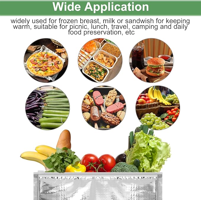 Insulated Food Storage Bag with Zipper Design, Hot Cold Cool Storage Bags for Food, Reusable Thermal Lunch Household Food Pouches Organizer Hot Sandwich Bags, 5PCS