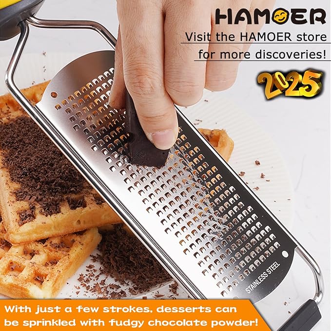 Grater Zester for Cheese Chocolate Lemon Fruit Ginger Multi-Tool Set Ergonomic Non-Slip Handle (Two Tools)…