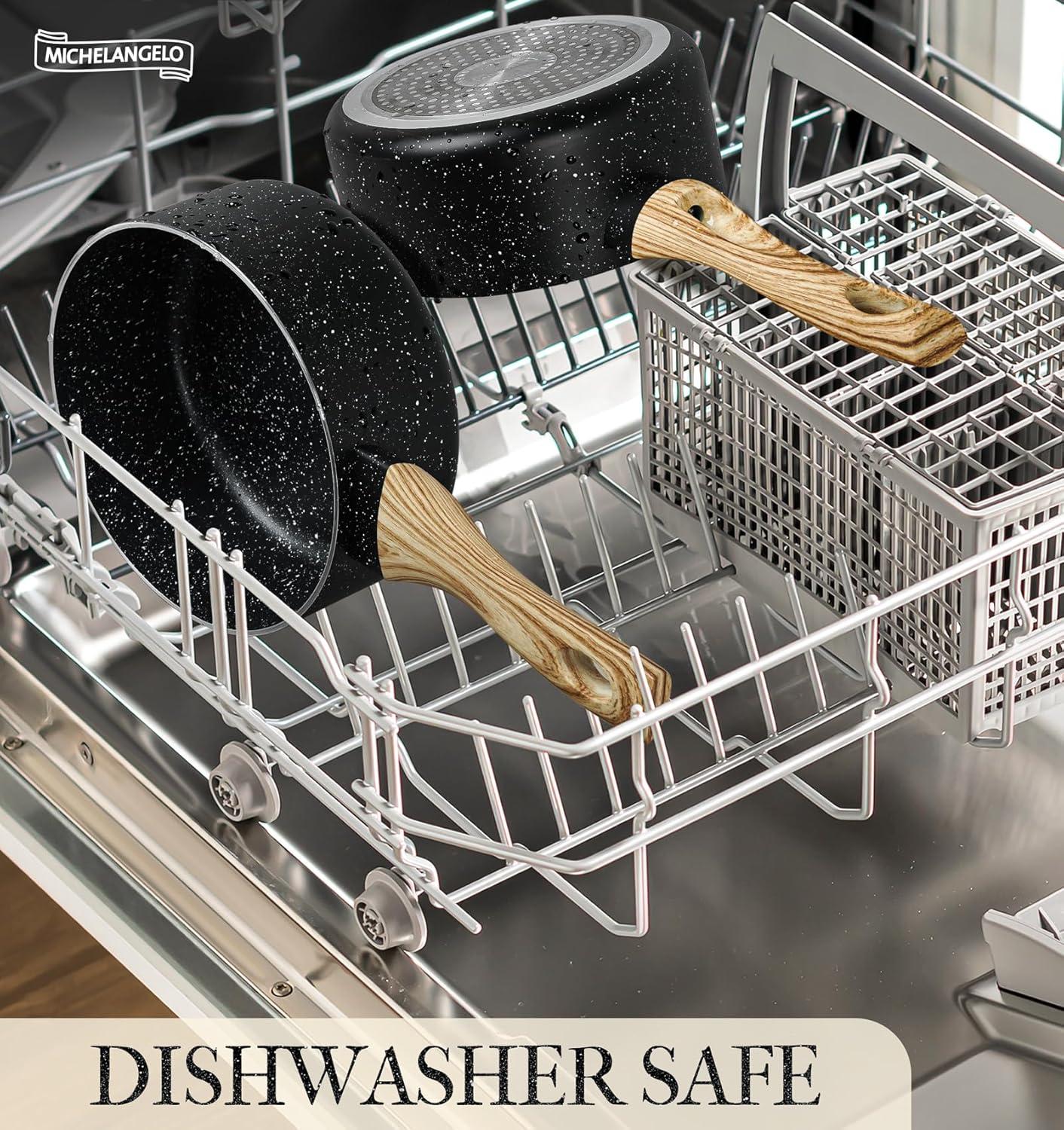 MICHELANGELO 3 Quart Saucepan with Lid, Nonstick Sauce Pan with Lid, Small Sauce Pot, Granite Coating Sauce Pan 3 Quart, Non Stick Stone Pot with Ergonomic Bakelite Handle