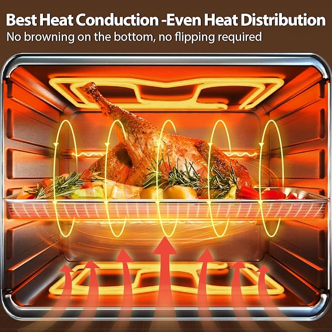 Stainless Steel Cookie Sheets, Baking Sheet Pan Set of 3, Non Stick and Heavy Duty and Easy Clean, 9/12/16 Inch