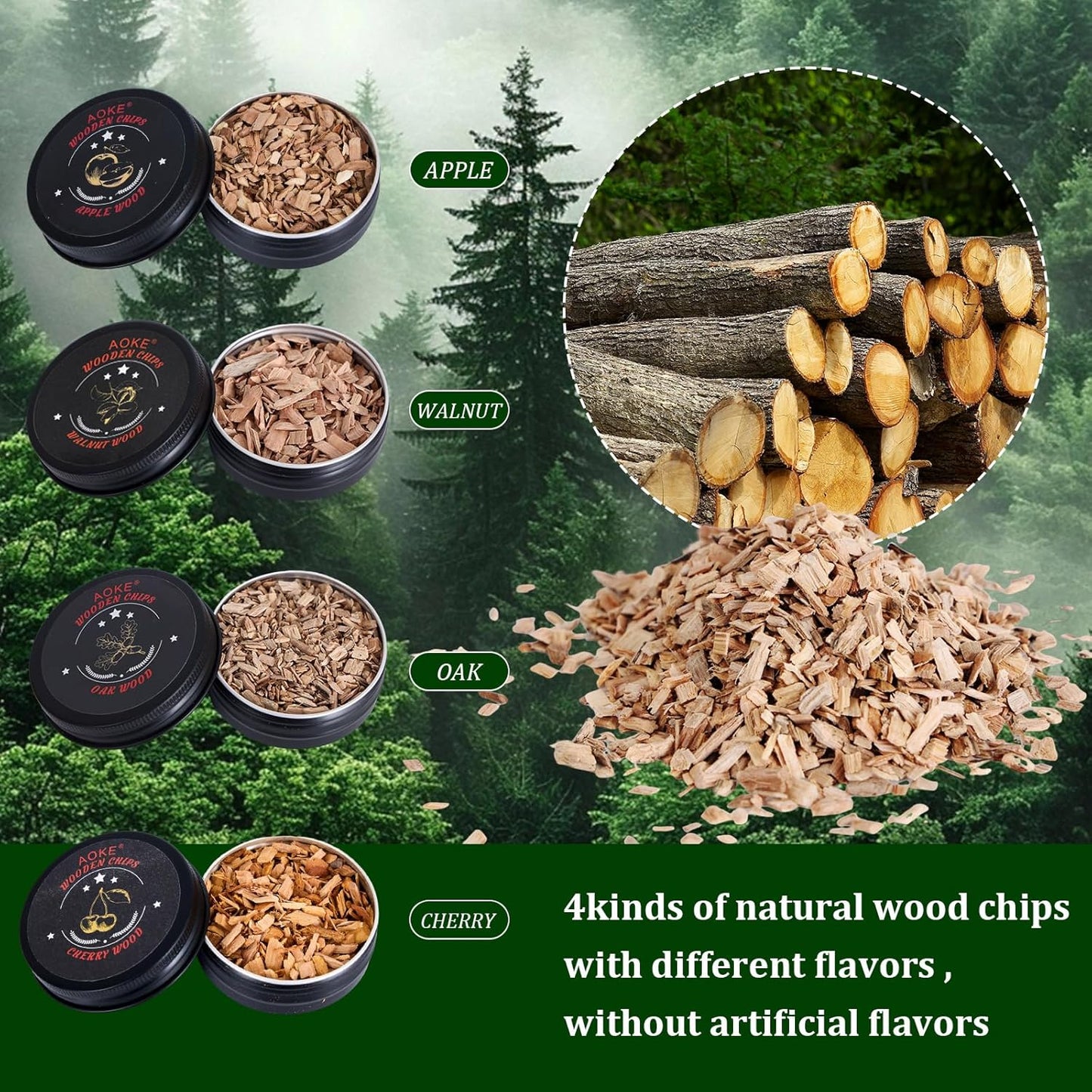 Cocktail Smoker Kit, AOKE Golden Metallic Whiskey Smoker Kit with 4 Flavors Wood Chips for Whiskey and Bourbon, Old Fashioned Smoker kit for Enhancing Drink Flavors, Whiskey Gifts for Men (no Torch)