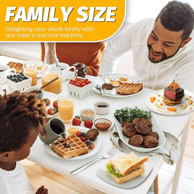 Belgian Waffle Maker with Removable Plates, Waflera Electrica, Large Waffle Iron, 3 in 1 Panini Grill Press Breakfast Sandwich Maker, Electric Griddle, Grilled Cheese Maker, Breakfast Station