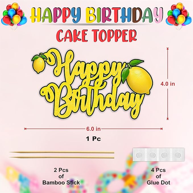 Seyal® Lemon Happy Birthday Cake Topper