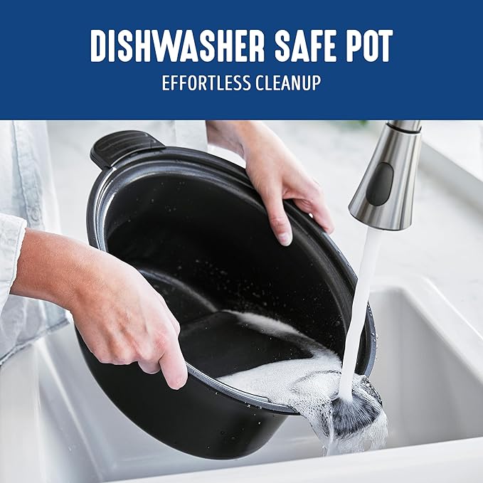 GreenLife 6QT Slow Cooker, Non-Toxic PFAS-Free Ceramic Nonstick Removable Interior Bowl, Programmable, Family Friendly, Keep Warm, Stovetop & Oven Safe, Dishwasher Safe Parts, Timer, Glass Lid, Blue