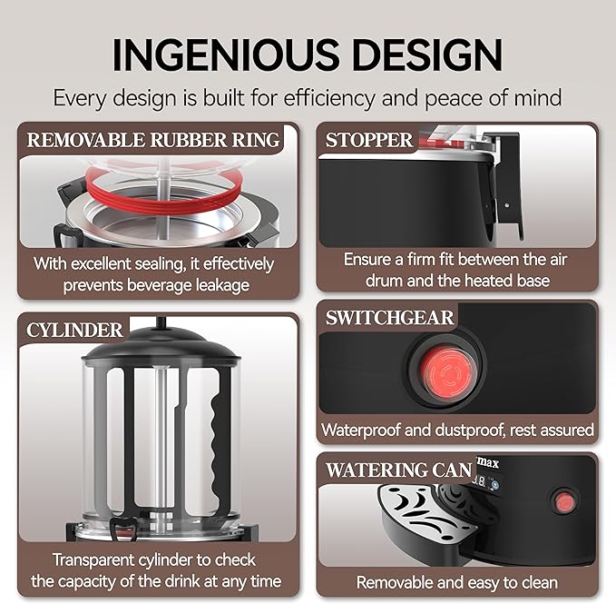 10L Commercial Hot Chocolate Machine 86-194℉ Intelligent temperature control hot chocolate maker, hot beverage dispenser for Chocolate Drink, Cocoa, Milk, Coffee, Juice (10L)