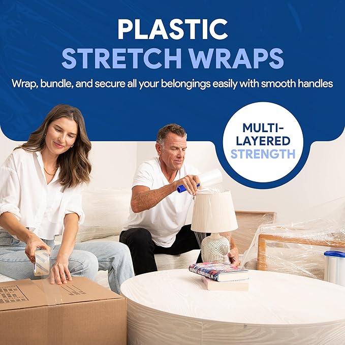 International Plastics Co. 5" Plastic Stretch Film Wrap with Rotating Handle 1000 feet 500% Stretch Ability