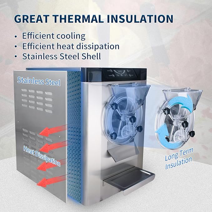 Ice Cream Maker Commercial Machine 18-24L/H, 6.3Gph Capacity Suitable for Restaurant/Bar/Home, 2000W Hard Ice Cream Machine with LED Display, (110V 60Hz)