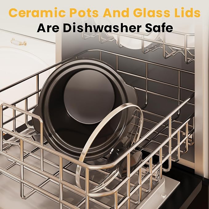 Sunvivi Dual Slow Cooker, Buffet Server and Food Warmer, Small Mini Pot with 3 Adjustable Temp & 2 Visible Glass Lids, for Parties, Holidays and Entertaining, Stainless Steel, 2 * 1.25 Quarts