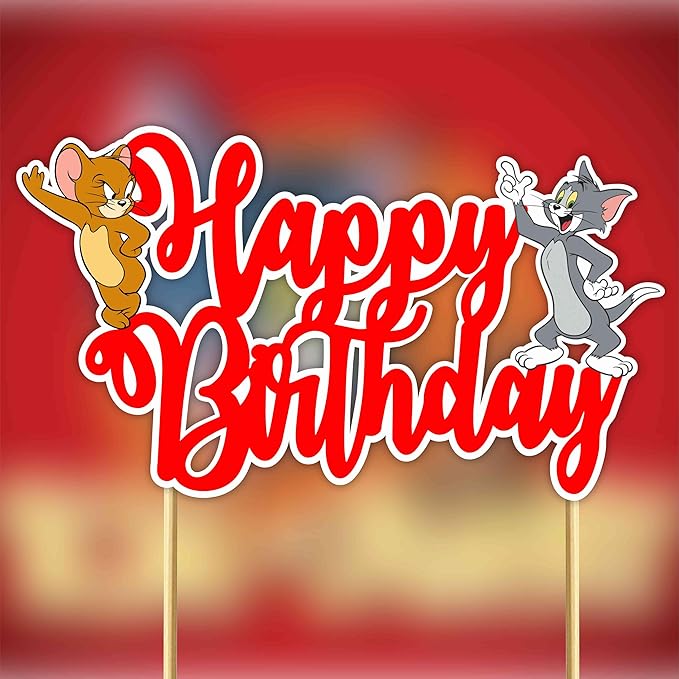 Tom & Jery Happy Birthday Cake Topper