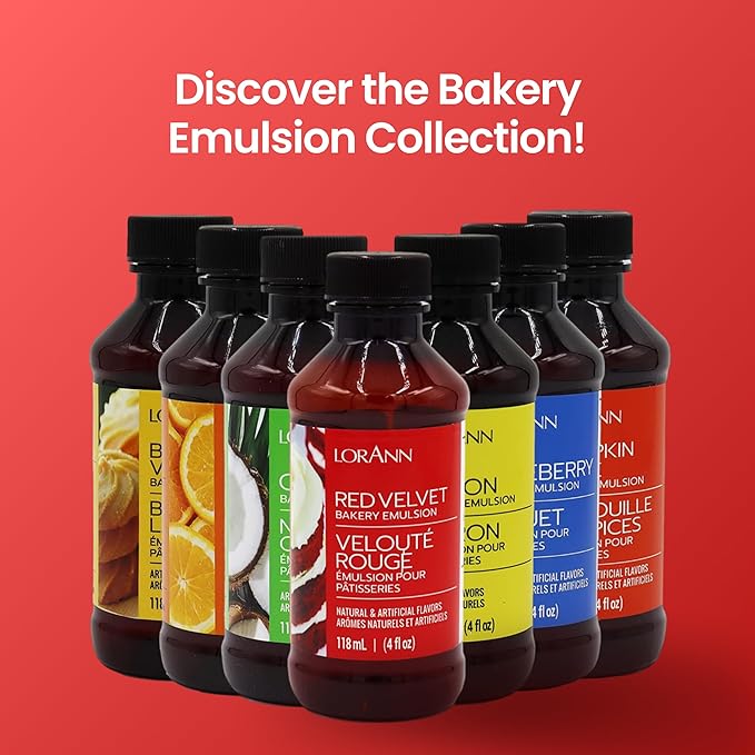 LorAnn Oils Red Velvet Bakery Emulsion: True Essence, Ideal for Boosting Fruit Tones in Cakes, Cookies & Desserts, Gluten-Free, Keto-Friendly, Extract Substitute Essential for Your Kitchen, 4 Oz