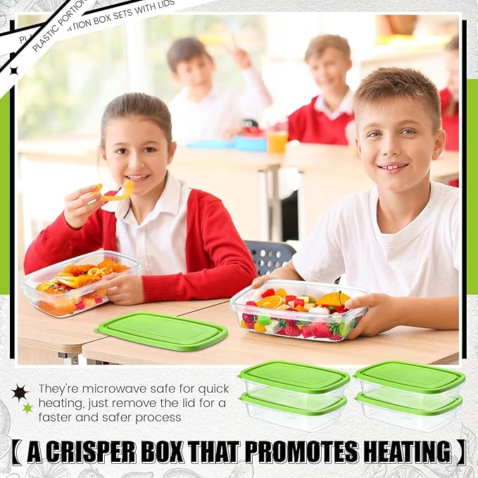 18 Pcs 33 Oz/ 4 Cups Plastic Food Storage Containers with Lids Portion Box Sets with Cover Stackable Plastic Containers with Lids Microwave Freezer Dishwasher Safe (Green)