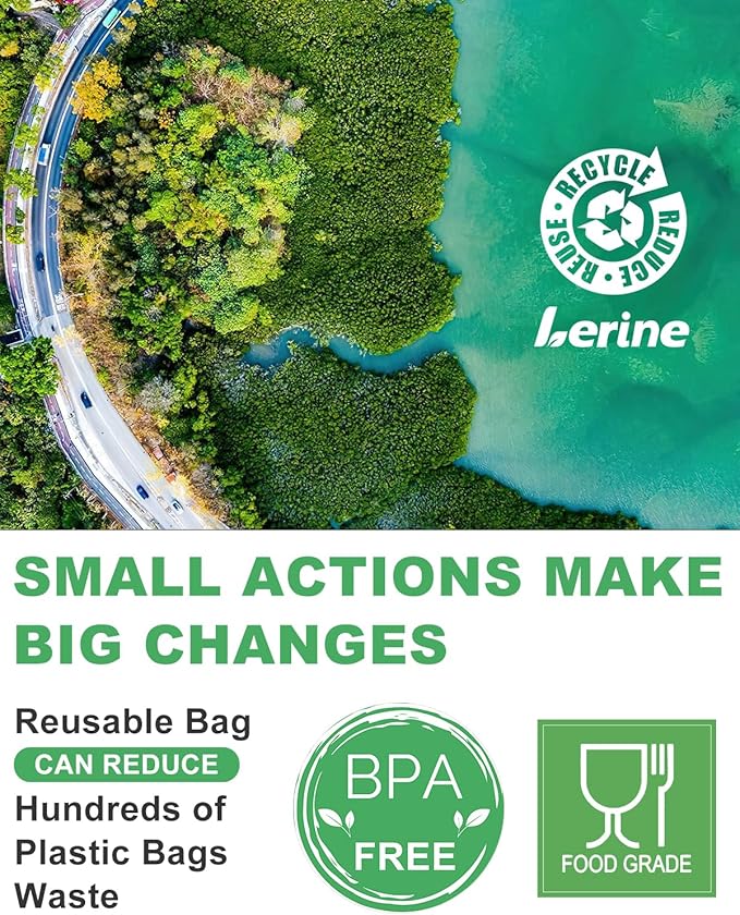 Lerine 22 Pack Reusable Sandwich Bags Dishwasher Microwave Safe, Stand Up Reusable Bags BPA Free, Leakproof Food Storage Quart Bags for Cereal, Lunch, Vegetables, Fruits