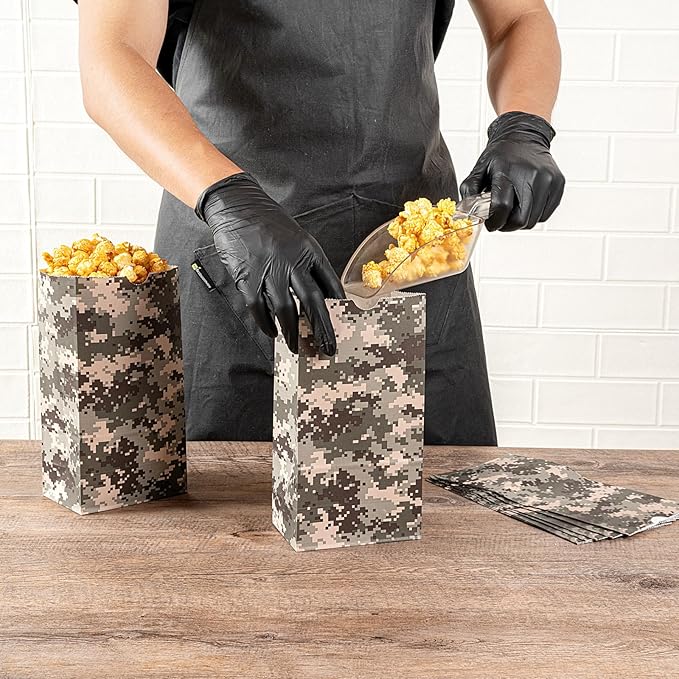 Restaurantware Bag Tek 4 LB Disposable Lunch Bags 100 Sturdy Take Out Bags - Flat Bottom Great For Restaurants Cafes And Bakeries Camouflage Paper Popcorn Bags Versatile For Grocery And More