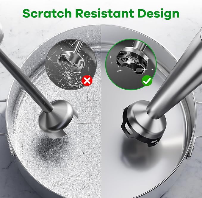 Immersion Blender Handheld Corded Hand Blenders Set 1100W, Trigger Variable Speed 5 in 1 Stick Emulsifier with Chopper, Whisk and Frother for Soup, Baby Food and Smoothies