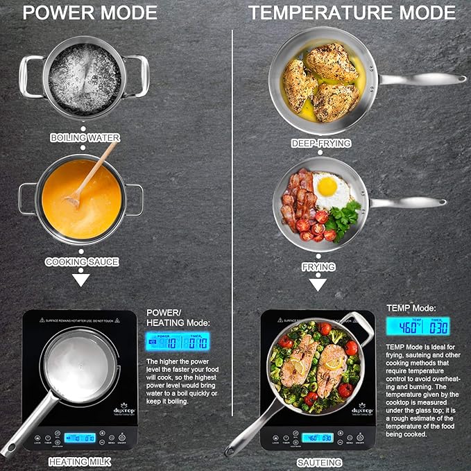 Duxtop Portable Induction Cooktop, Countertop Burner Induction Hot Plate with LCD Sensor Touch 1800 Watts, Black 9610LS BT-200DZ