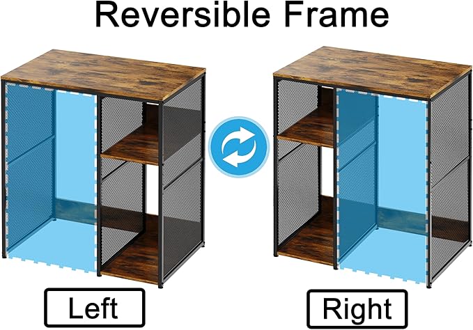 3-Tier Mini Fridge Cabinet with Storage, Industrial Style Kitchen Microwave Stand Baker Rack, Utility Storage Shelf with Mini Fridge Space for Home Kitchen Dorm, Vintage Wood