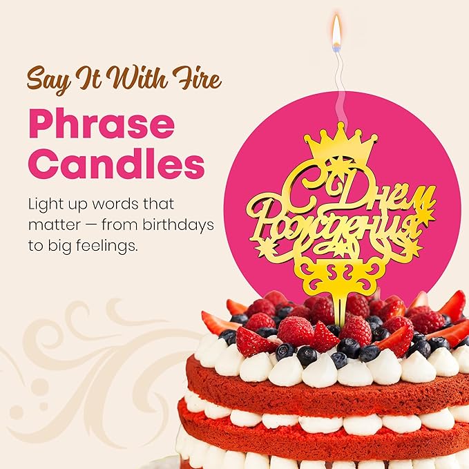 Gold C Днем Рождения Candle Topper – Elegant Reusable Food Safe Cake Decoration for Wedding, Anniversary, Engagement, Valentine’s Day, Bridal Shower & Party – Happy Birthday Cake Topper Decor