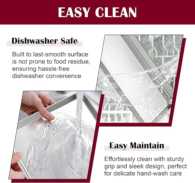 E-far Baking Sheet with Wire Rack (2 Pans + 2 Racks), Stainless Steel Cookie Sheets Pan & Cooling Rack for Baking Cookies/Jelly Rolls, Non Toxic & Heavy Duty, Oven & Dishwasher Safe, 16 x 12 x 1 Inch