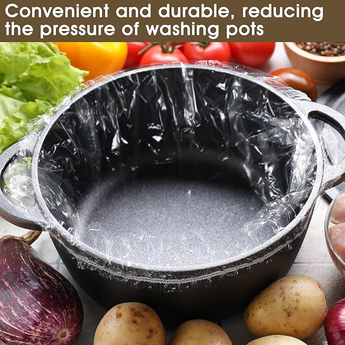 Maxdot 50 Pcs Disposable Slow Cooker Liners with Elastic Band Multi Use Cooking Pot Liners Fit 3 QT to 6.5 QT Large Slow Cooker Cooking Bags Suitable for Oval and Round Pots