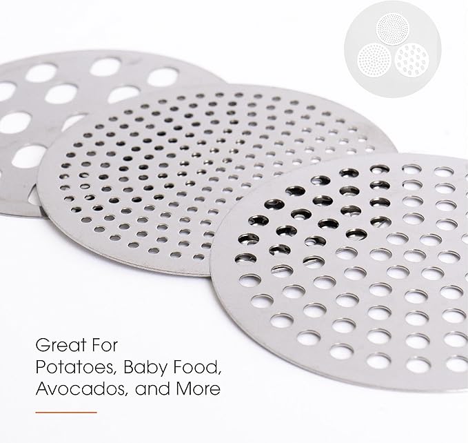 Potato Ricer with Stainless Steel Potato Peeler and 3 Interchangeable Discs | 15 oz Stainless Steel Potato Masher, Kitchen Gadget for Potatoes, Potato Ricer Kitchen Tool by Savver