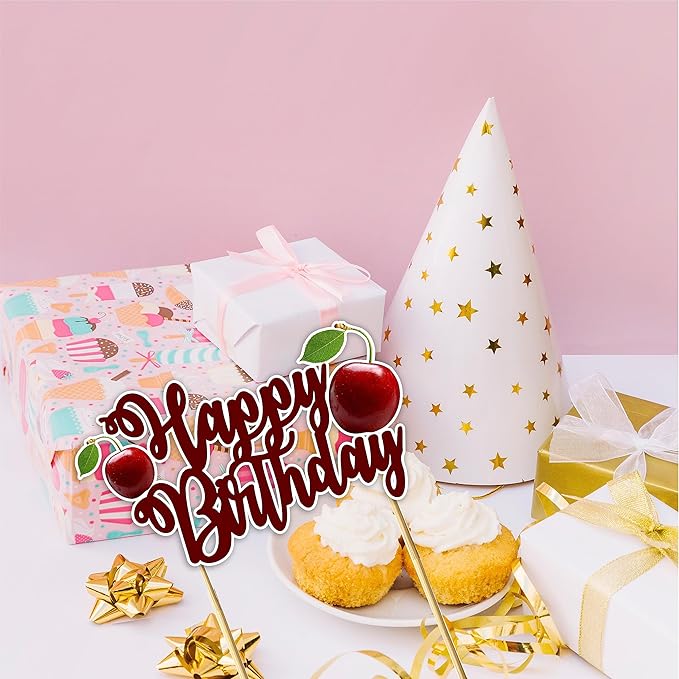 Seyal® Cherry Happy Birthday Cake Topper
