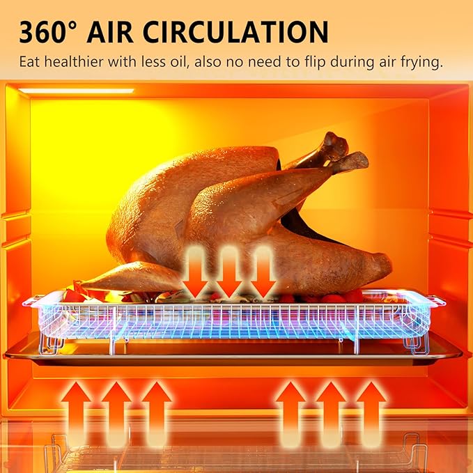 Air Fryer Basket for Oven, OPENICE 15.6" x 11.6" Large Air Fryer Tray and Pan with 30PCS Parchment Papers, Stainless Steel Oven Air Fryer Basket and Tray for Baking Grilling