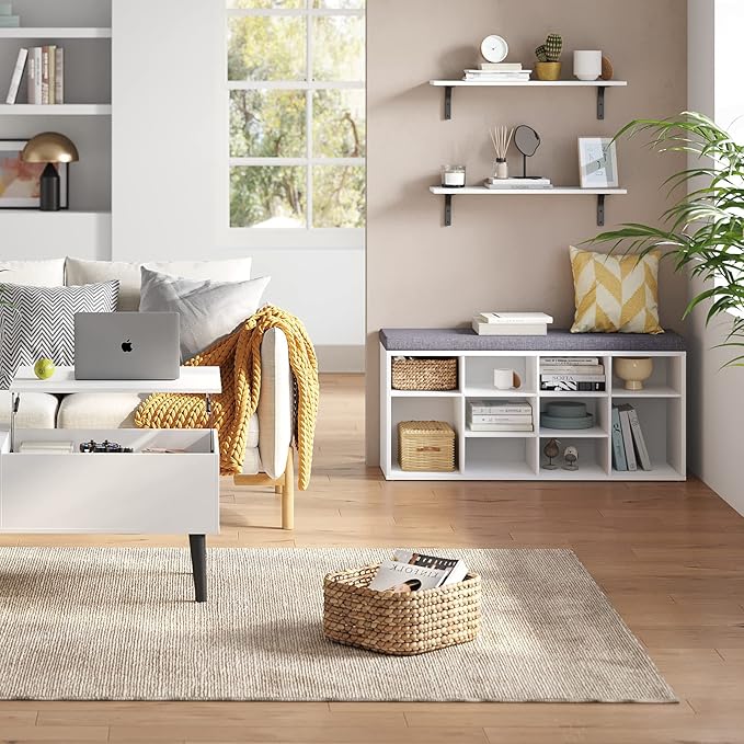 DINZI LVJ Long Wall Shelves, 23.6 Inch Wall Mounted Shelves Set of 2, Easy-to-Install, Wall Storage Ledges with Sturdy Metal Brackets for Living Room, Bathroom, Bedroom, Kitchen, White