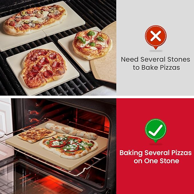 Unicook Large Pizza Stone for Oven 20 Inch, Rectangular Baking Stone 20" x 13.5" x 0.67", Heavy Duty Cordierite Bread Pan, Thermal Shock Resistant, Ideal for Baking Large or 2 Personal Pizzas