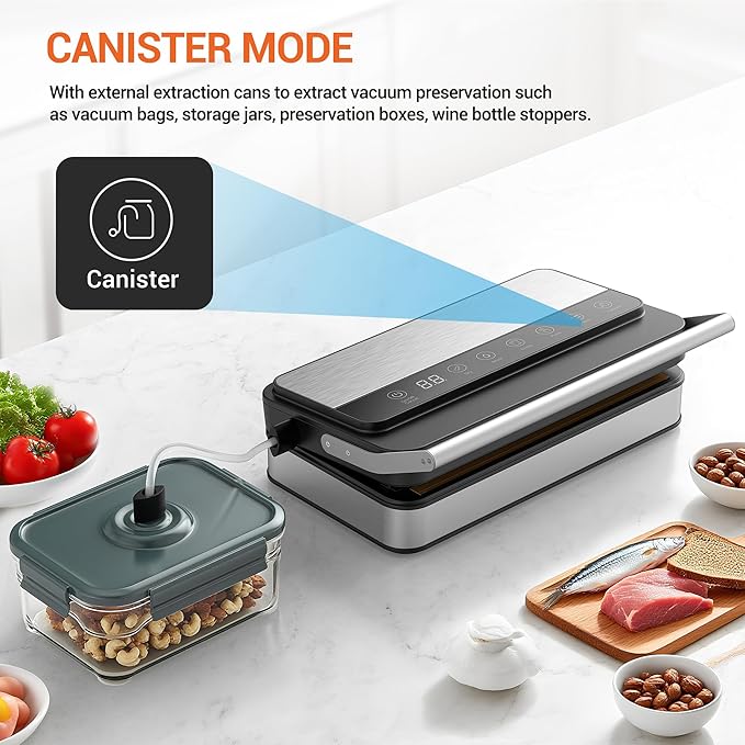 VUSIGN Vacuum Sealer Machine with Strong -85KPA Suction, Low Noise, Built-in Cutter, Bag Storage Box, Handheld Design