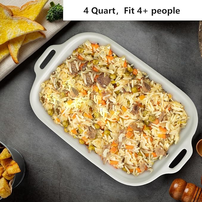 4 Quart Casserole Programmable Slow Cooker with Ceramic Baking Dish - Perfect Kitchen Small Appliance for Family Dinners, Oven Safe and Durable Bakeware for Lasagna, Roasts (Red)