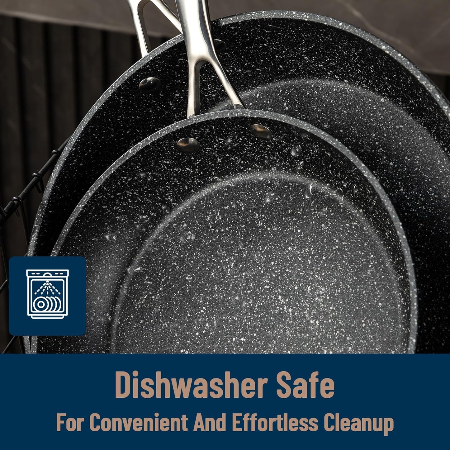 UCC LIFE Non Stick pots and pans set, 9.5" and 12" Kitchen Cookware Pot 2 Piece Set, Stainless Steel Handle, Bottom can Withstand High Temperatures (PFOA PFAS PTFE Free)