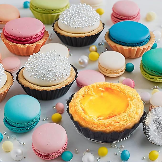 Mini Tart Pans 4 Inch with Removable Bottom, Nonstick Quiche Pan Fluted Carbon Steel Pie Tart Pans for Baking Tartlets, Mousse Cakes, Tart Shells – Set of 7
