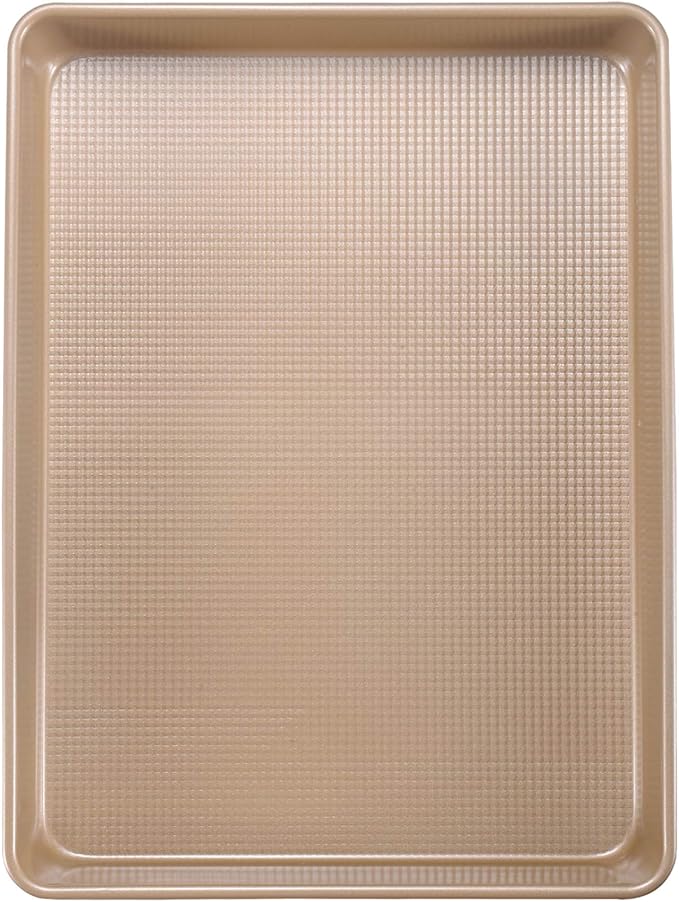Commercial Half Sheet Pan Set - 18x13 Inch Large Nonstick, Heavy Duty Warp Resistant Cookie Tray for Baking Roasting - Gold