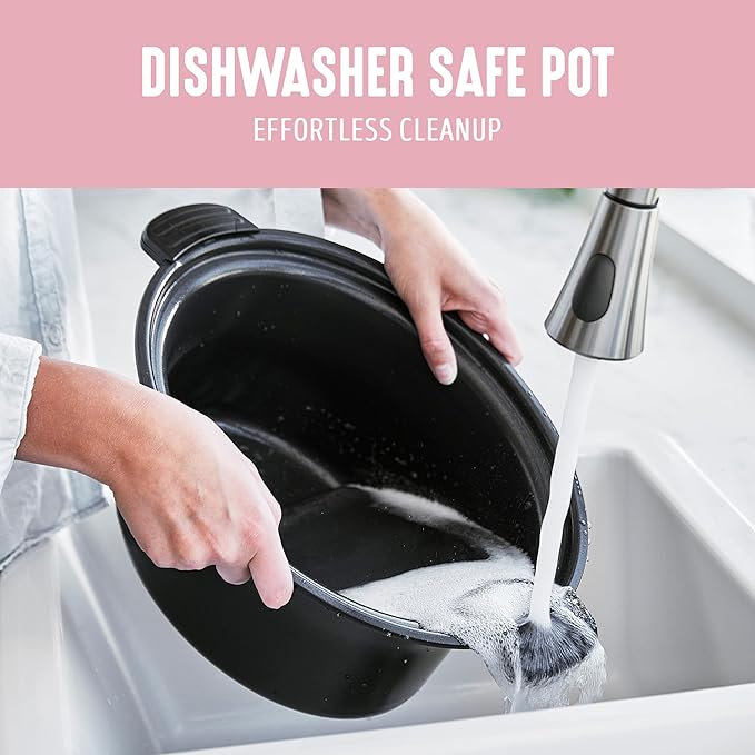 GreenLife 6QT Slow Cooker, Non-Toxic PFAS-Free Ceramic Nonstick Removable Interior Bowl, Programmable, Family Friendly, Keep Warm, Stovetop & Oven Safe, Dishwasher Safe Parts, Timer, Glass Lid, Pink