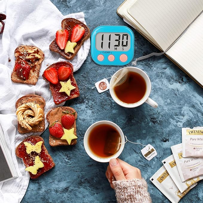 2 Pack Kitchen Timers Loud Ring Digital Timers for Cooking Magnetic Blue