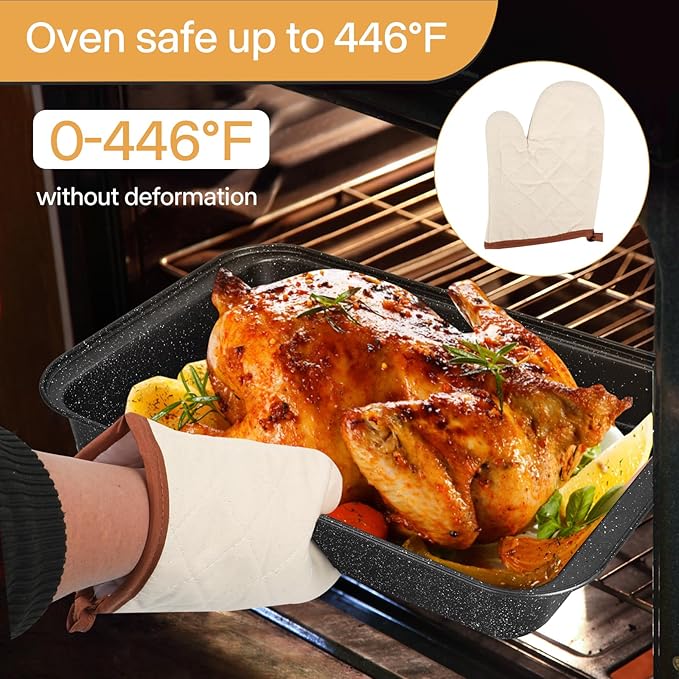 Bakeware Sets 6 Pcs, Non Stick Baking Pans Set, Black Speckled Kitchen Baking Set, Stackable Storage, Easy Clean & Even Heating, with Cooling Rack, Cake, Muffin, and Loaf Pan