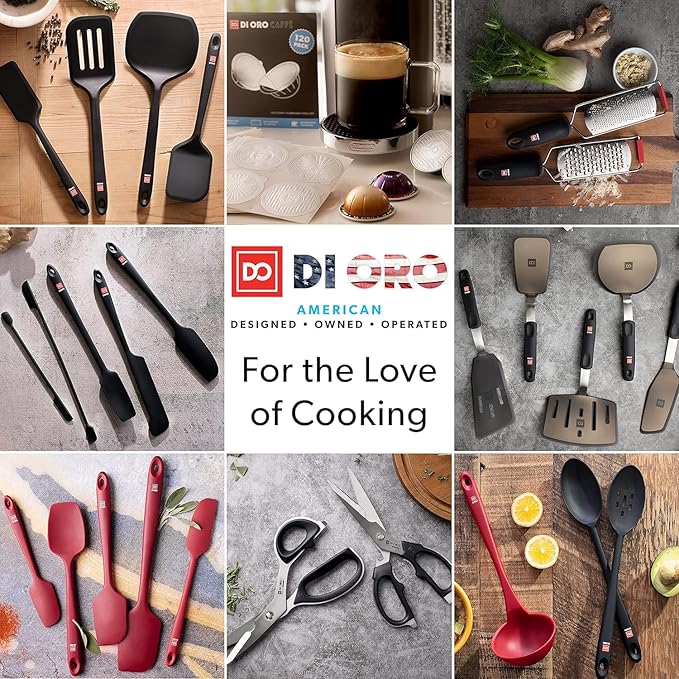 DI ORO Silicone Spatula Set - Rubber Kitchen Spatulas for Baking, Cooking, & Mixing - 600°F Heat-Resistant & BPA Free Silicone Scraper Spatulas for Nonstick Cookware - Dishwasher Safe (5pc, Black)