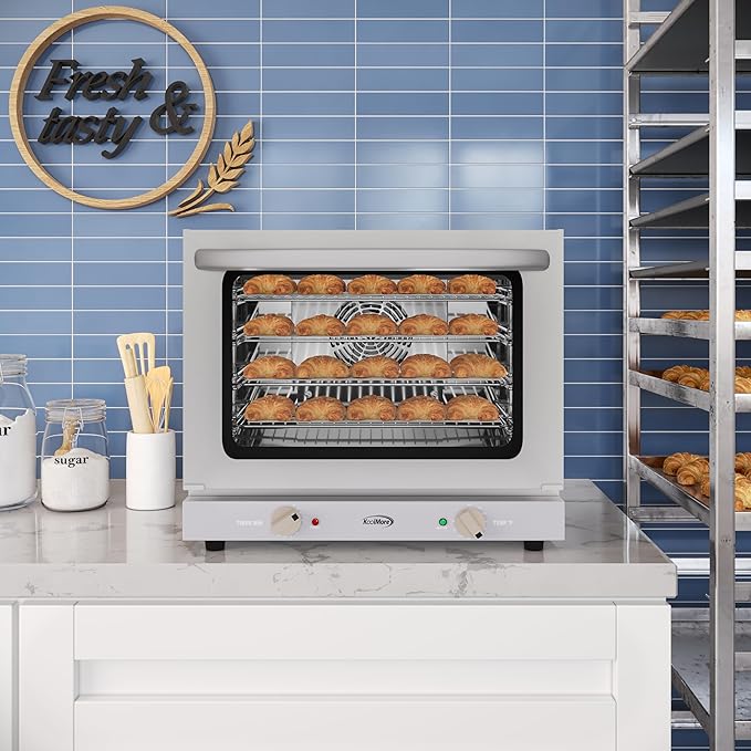 KoolMore 23 in. Countertop Convection Oven for Half-Size Pans with 4 Racks and 2800W of Power in Stainless-Steel - 208/240V, 2.3 cu. ft. ETL Listed (KM-CTCO220-23)