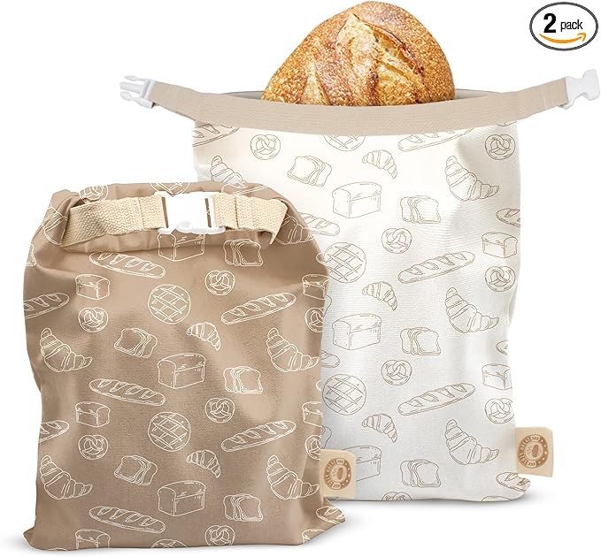 Cozy Bread® Reusable Bread Bag Set for Home Bakers | USA Brand | Charming Designs (Bread)