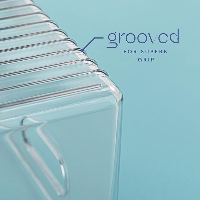 Plastic Food Storage 4 Pack Clear Container Bin with Handles for Organizing Kitchen, Pantry, Refrigerator, Freezer, Pantry, Cabinet, Closet, Bathroom. 10”x4”x5”