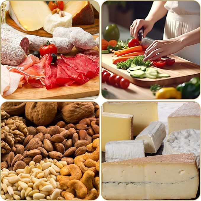 Charcuterie Boards Bamboo Cheese Board with Knife Set, Serving Tray, Gifts for Women, Housewarming Gifts for New Home, Wedding Gift for Couples 2025 (With 1 Bowl)