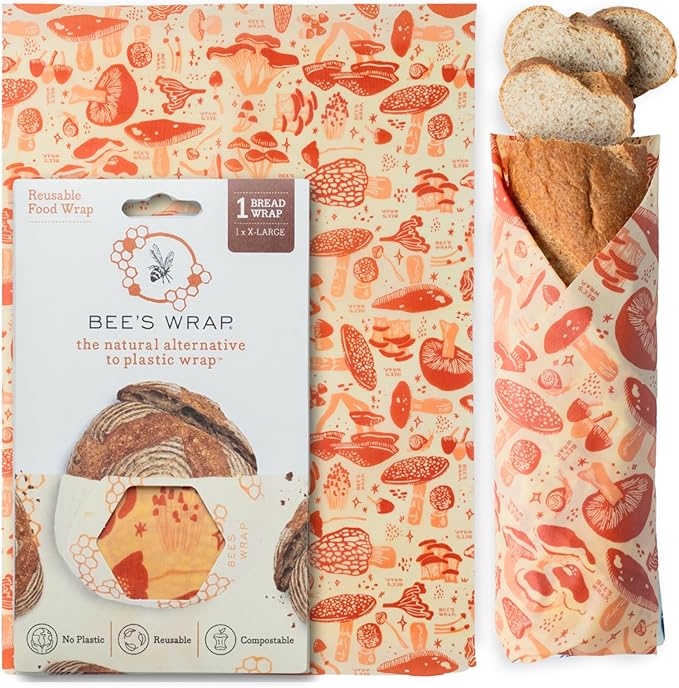 Bee's Wrap Beeswax Wraps for Food - Mushroom Magic Bread Wrap - Made in USA Reusable Bread Storage Bags - Organic & Eco-Friendly Alternative to Aluminum Foil, Sourdough Bags & Plastic Wrap